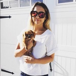 Free People Bel Air Orange Mirrored Sunglasses